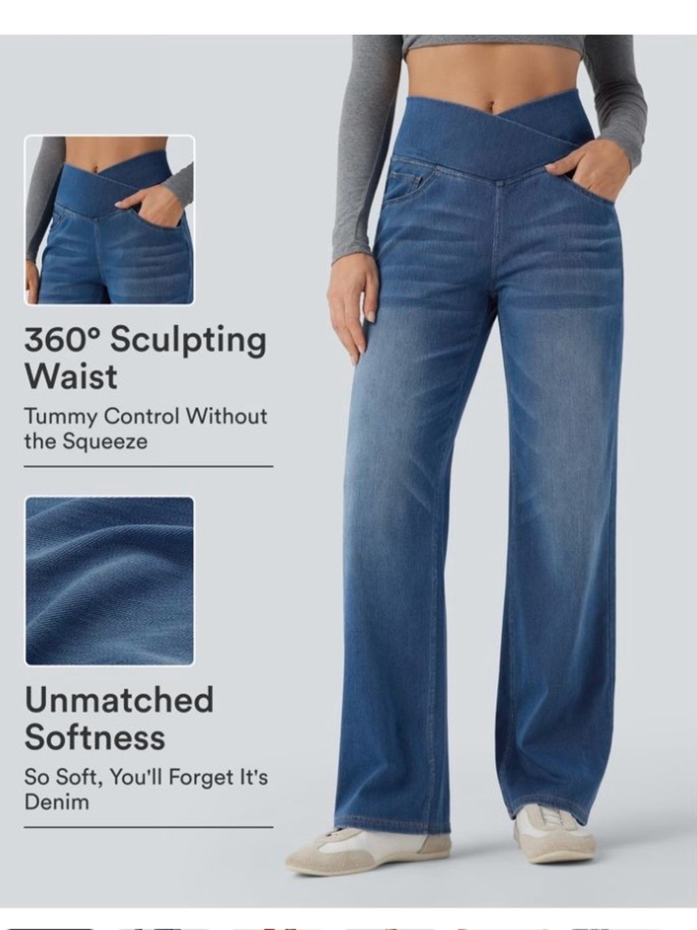 HALAR Cris cross waist Jeans - Deep Blue